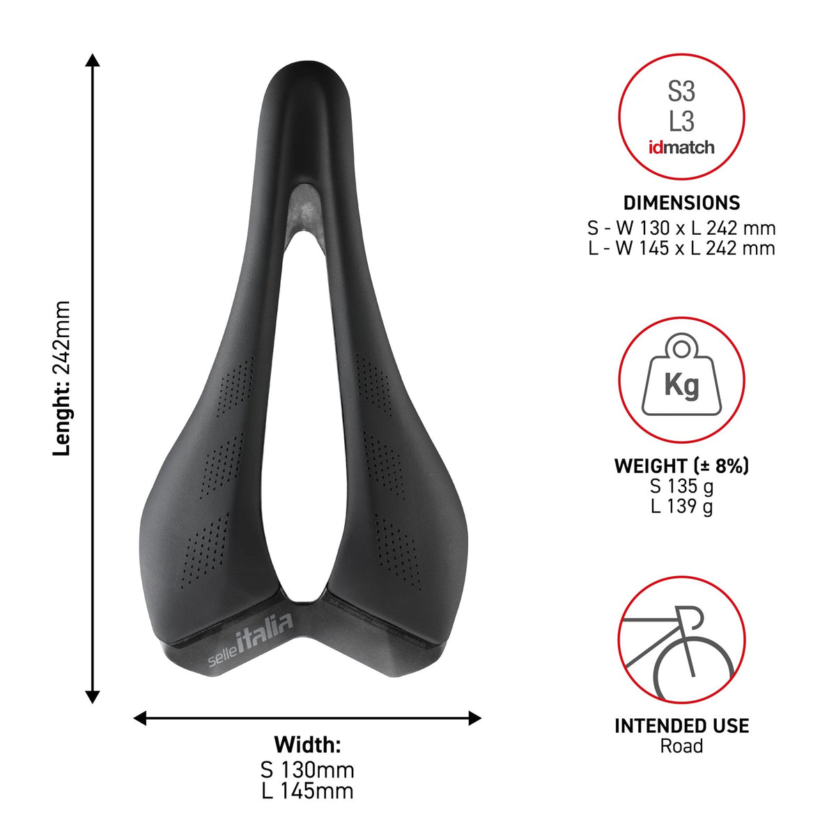 Selle Italia SLR Carbon Saddle, L3 IDmatch, 7x9mm Carbon Rails, Black 2