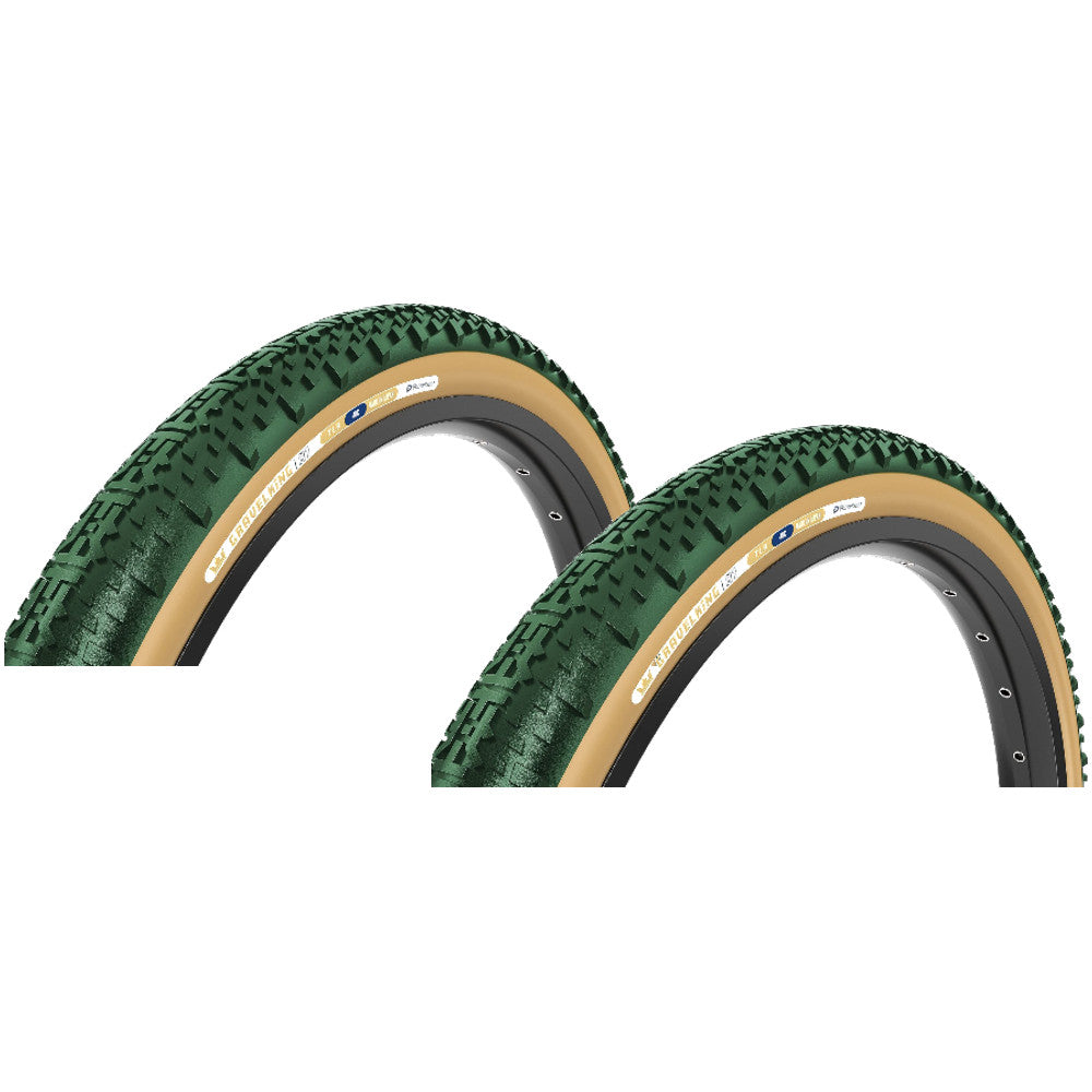 2x Panaracer GravelKing X1 700x40 Tubeless Folding Tires Green/Brown 1