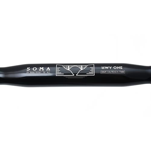 Soma Highway One Compact Drop Road Handlebar 40cm x 26.0mm Black 2