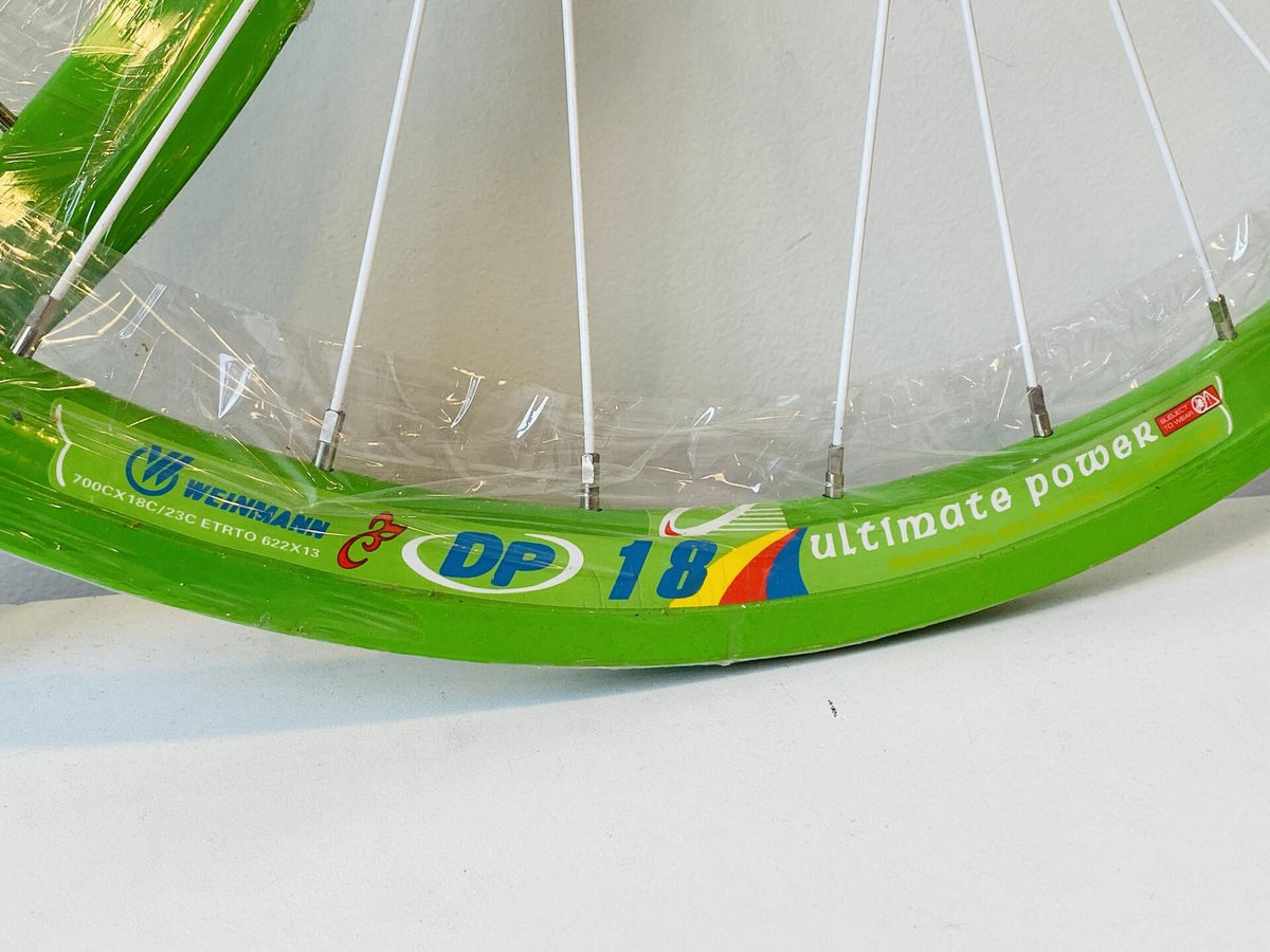 Weinmann DP18 NMSW 700c Track Wheelset Fix / Fix 32h Origin-8 Hubs - Green/White 3