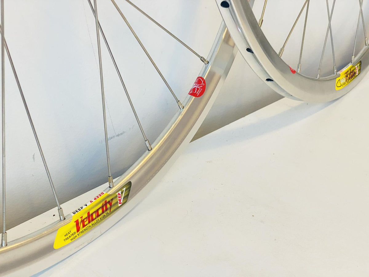 Velocity Pro Elite Deep-V 700c Tubular Track Wheelset Fix/Fix 32h 100/120 Silver 2