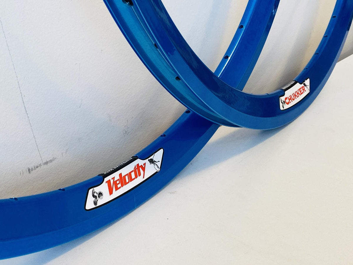 Velocity Chukker 700c Rim Set 48h Blue Anodized NMSW - Made in Australia 2
