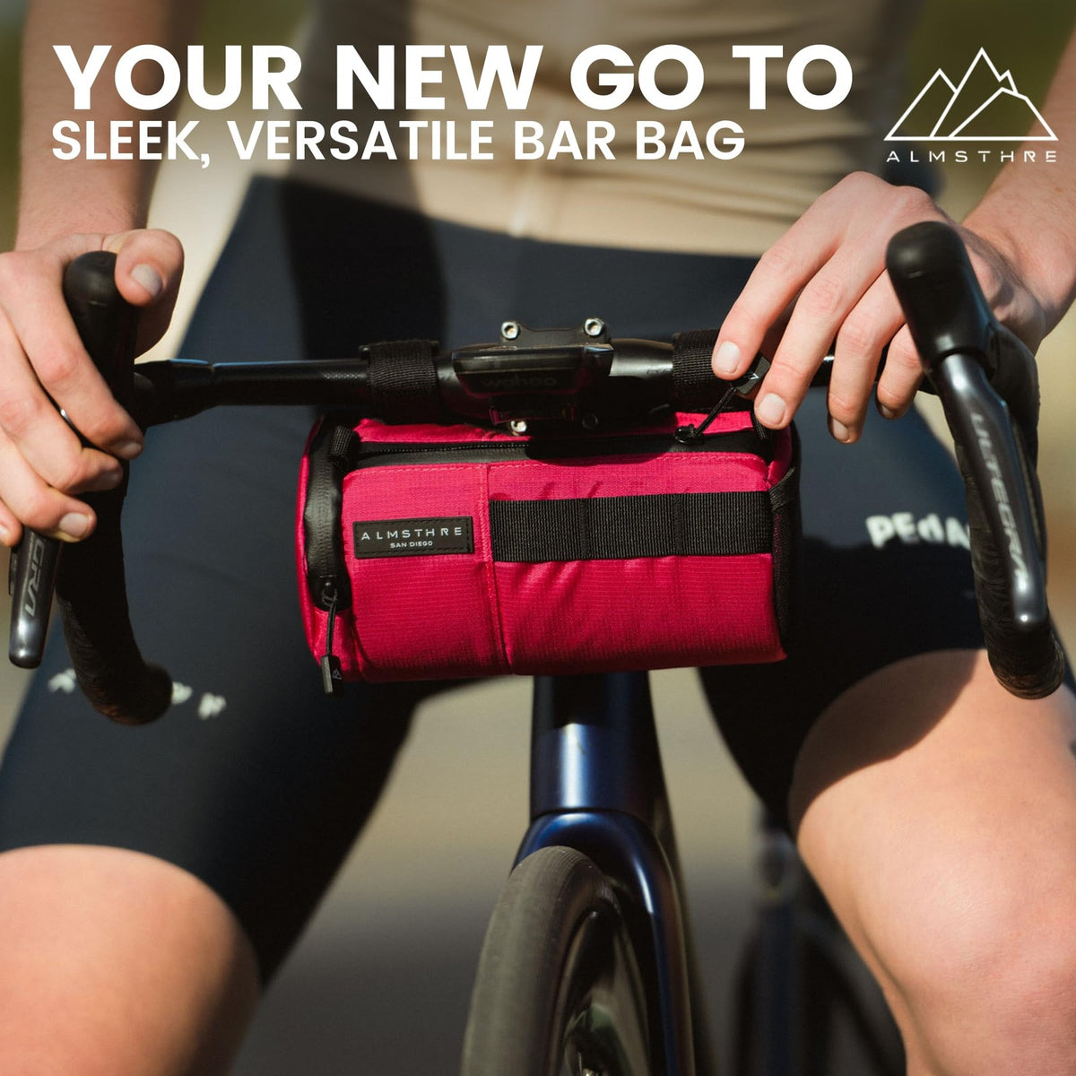 ALMSTHRE Signature Bar Bag – Passion Pink | Hard-Shell Bike Handlebar Bag with 5