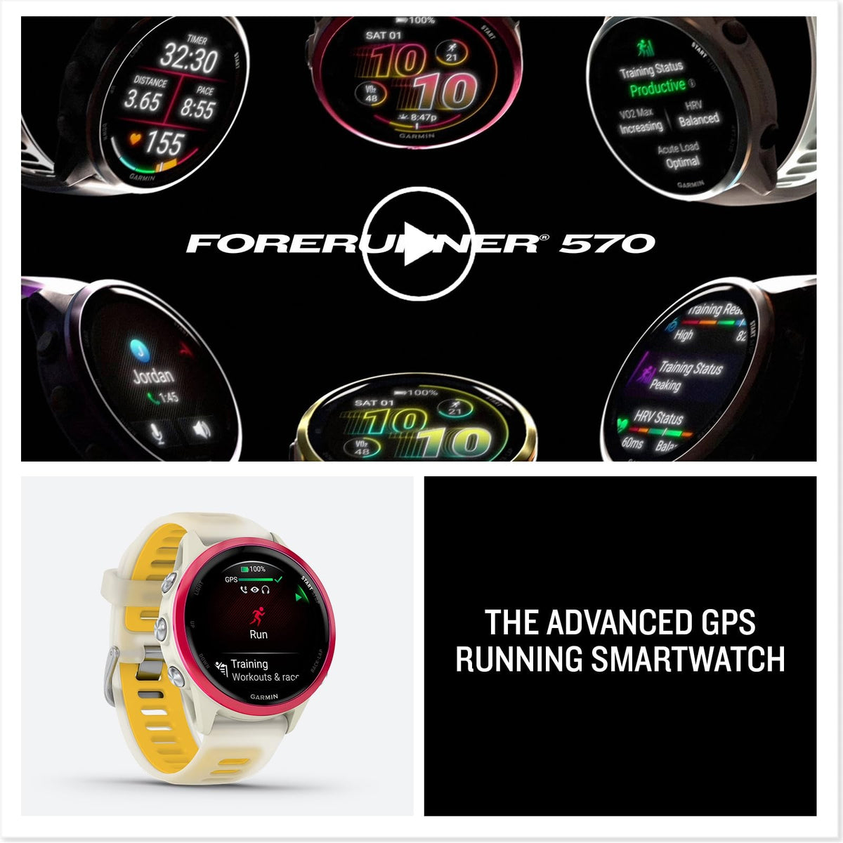 Garmin Forerunner 570 Watch 42mm Bone/Translucent Mango Silicone 8