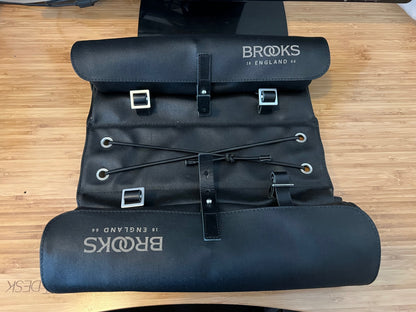 Brooks Brick Lane Roll-Up Pannier Black-Black Canvas w/ Leather Belts 1