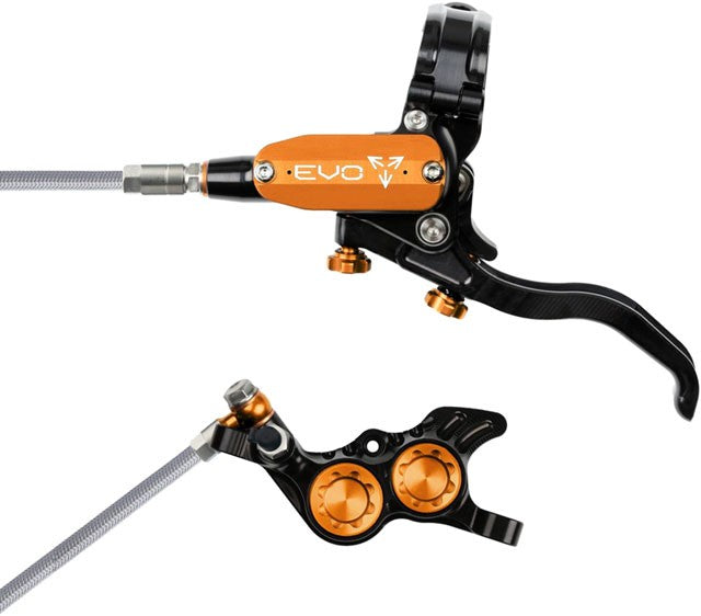Hope EVO GR4 Disc Brake/Lever Left Post 4-Piston Braided Black/Orange 1