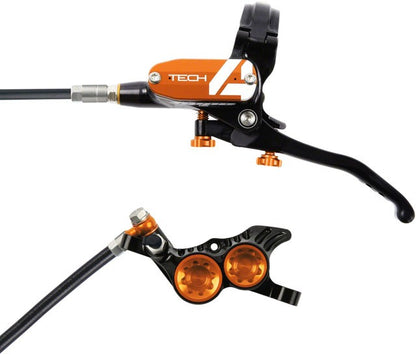 Hope Tech 4 V4 Disc Brake and Lever Set - Rear, Hydraulic, Post Mount, Orange 1