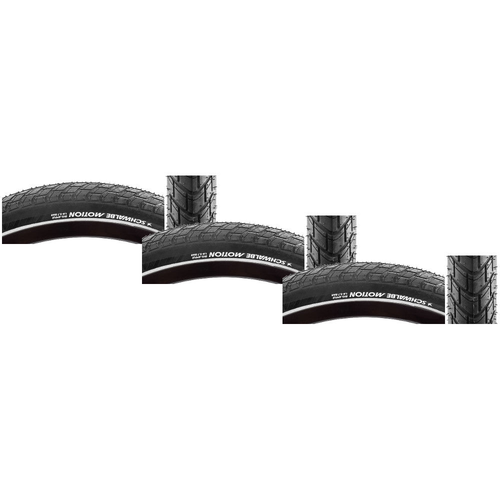 3 Pack Schwalbe Motion Big Apple 20"x2.00 Wire Clincher Tires Black Reflex 1