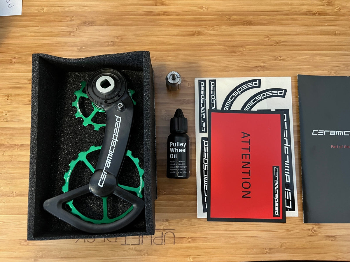 CeramicSpeed OSPW SRAM Red/Force AXS Alt - Green Anodized Pulleys 2