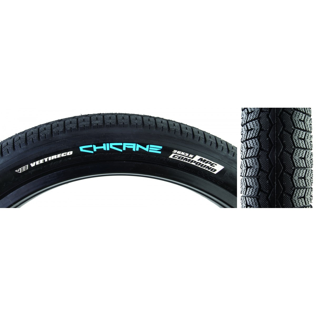 SE Bikes Chicane 26 x 3.5 Wire Bead BMX Tire 72 TPI Black/Black 1