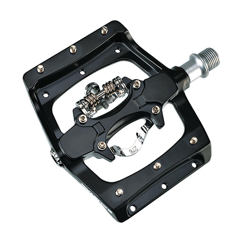 Exustar E-PM820 Dual SPD Alloy Platform Pedals Cr-Mo Axle Sealed Bearing Black 2