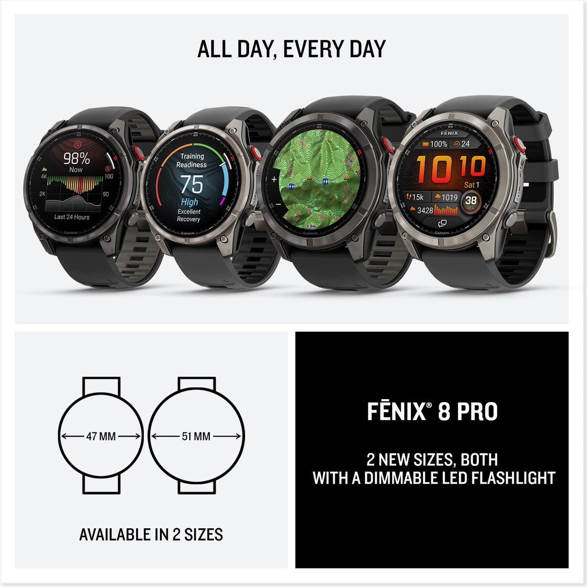 Garmin fenix 8 Pro 51mm AMOLED Sapphire Watch Watch Grey/Black Silicone 7