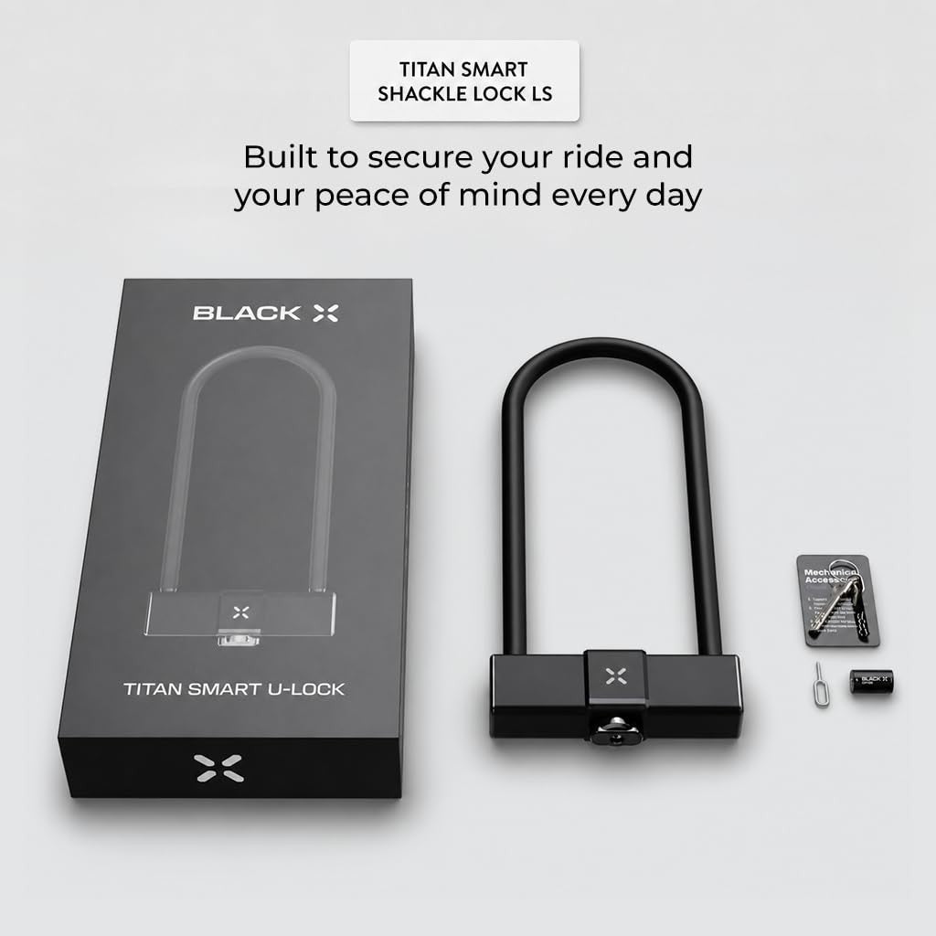 Black X Titan Smart Shackle Lock LS, Bicycle, Motorcycle, Scooter or Bike Lock 7