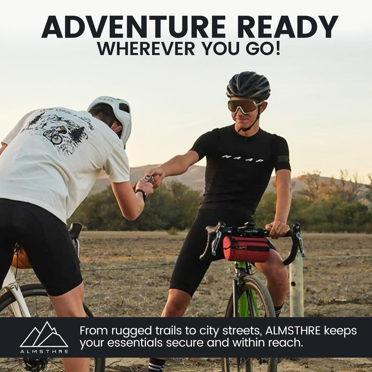 ALMSTHRE Signature Bar Bag – Rust Red | Hard-Shell Bike Handlebar Bag with 4