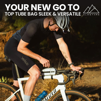 ALMSTHRE Top Tube Bag 8'' x 2'' x 3'' - Sterling Silver | Waterproof, Secure & 5