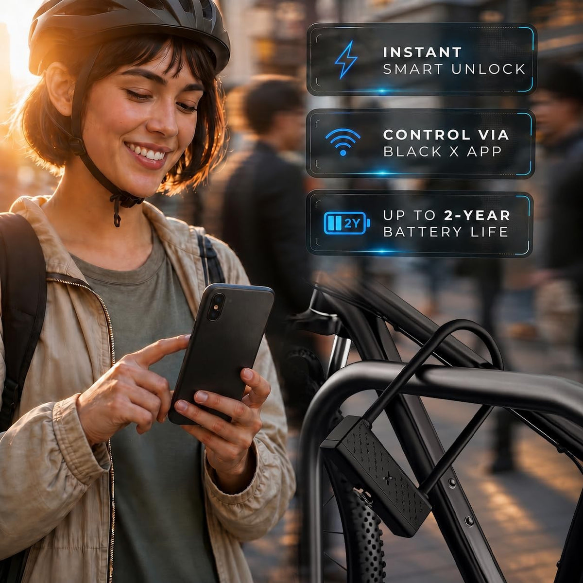 Black X Titan RockSolid Smart Shackle Lock, Bicycle, Motorcycle, Scooter or Bike 4
