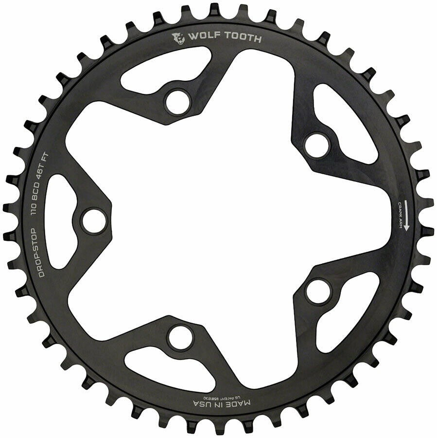 Wolf Tooth Components 5x110BCD CX/Road (Flat Top) Chainring, 36T - Blk 1