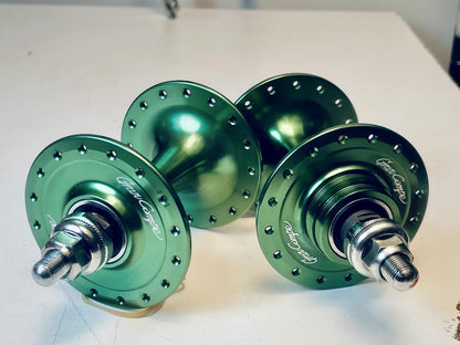 NOS Gran Compe Front / Rear 32h Fix / Fix Track Hub Set - Green Anodized 3