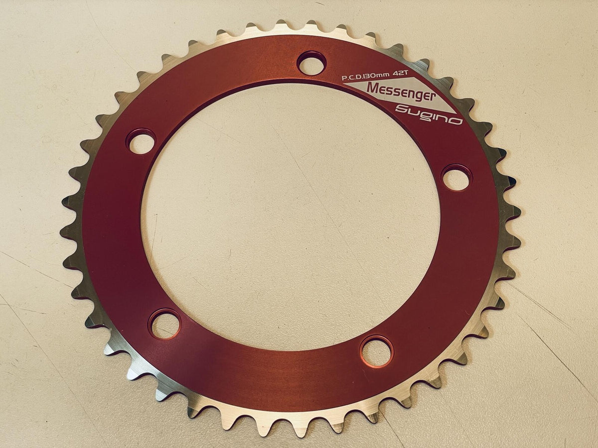 Unused Sugino Messenger 130BCD 42t Track Chainring 1/8" - PINK Anodized 1