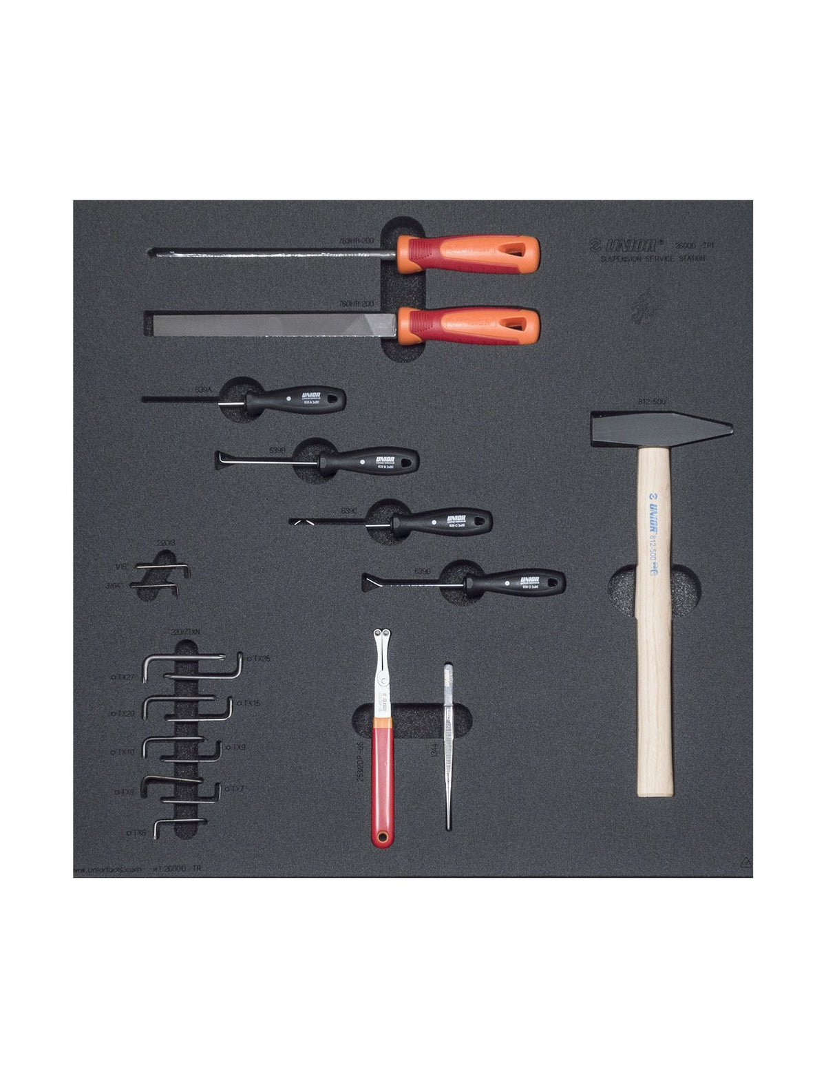 Unior Suspension Bench Drawer 1 Tool Tray Set 20 tool Black 1