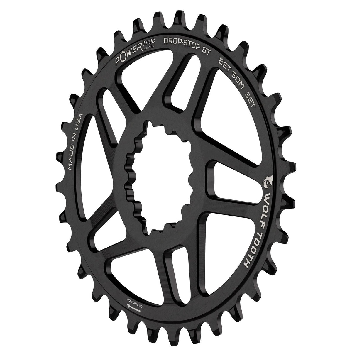 Wolf Tooth Components Elliptical 3-Bolt Boost Chainring (DropStop-B), 32T, Black 4