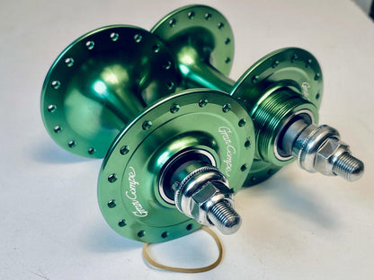 NOS Gran Compe Front / Rear 32h Fix / Fix Track Hub Set - Green Anodized 2
