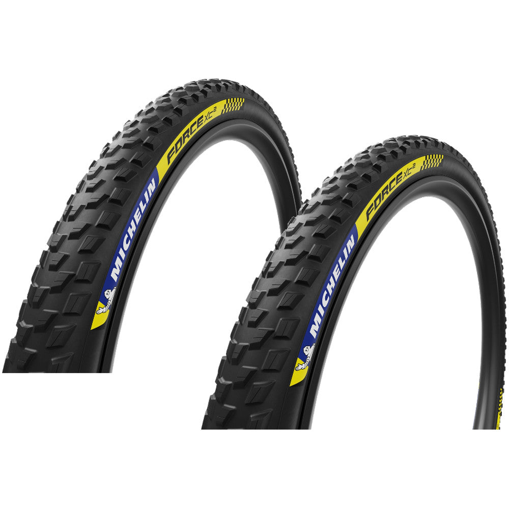 2x Michelin Force XC2 29x2.1 Tubeless TPI BK/BK MTB Tires GUMX CST E25 1
