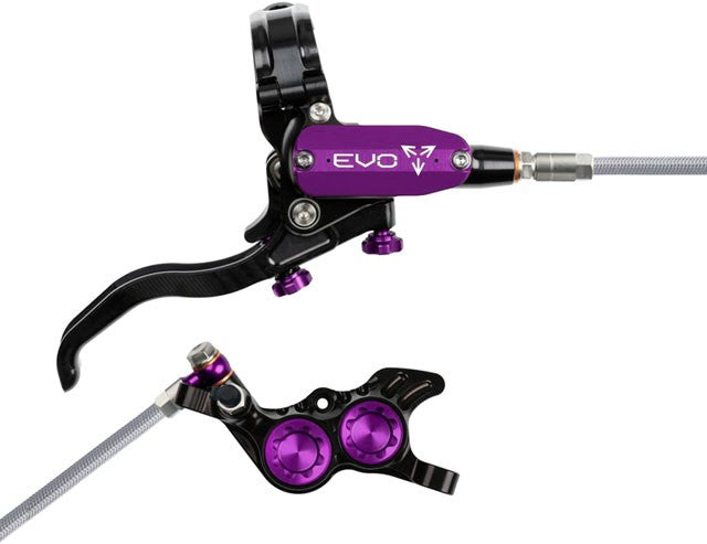 Hope EVO GR4 Disc Brake/Lever Right Post 4-Piston Braided Black/Purple 1