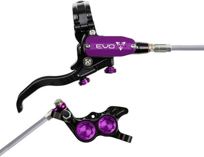 Hope EVO GR4 Disc Brake/Lever Right Post 4-Piston Braided Black/Purple 1