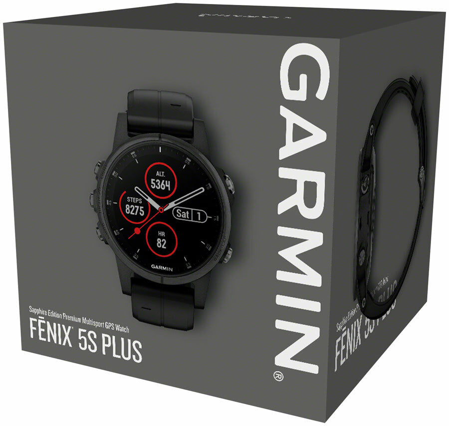 Garmin Fenix 5S Plus Sapphire Multisport GPS Smart Watch Black with Black Band 1