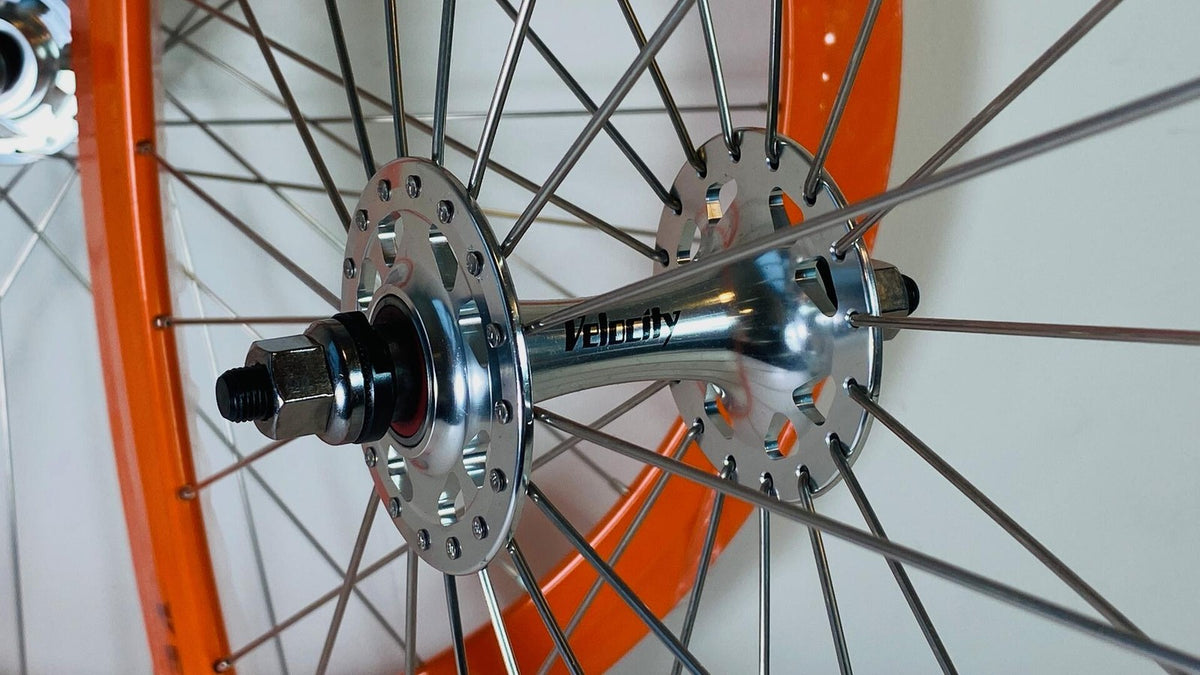 Velocity B-43 700c Track/Fixie Wheelset 32h Fix / Free 100/120 Radial F - Orange 6