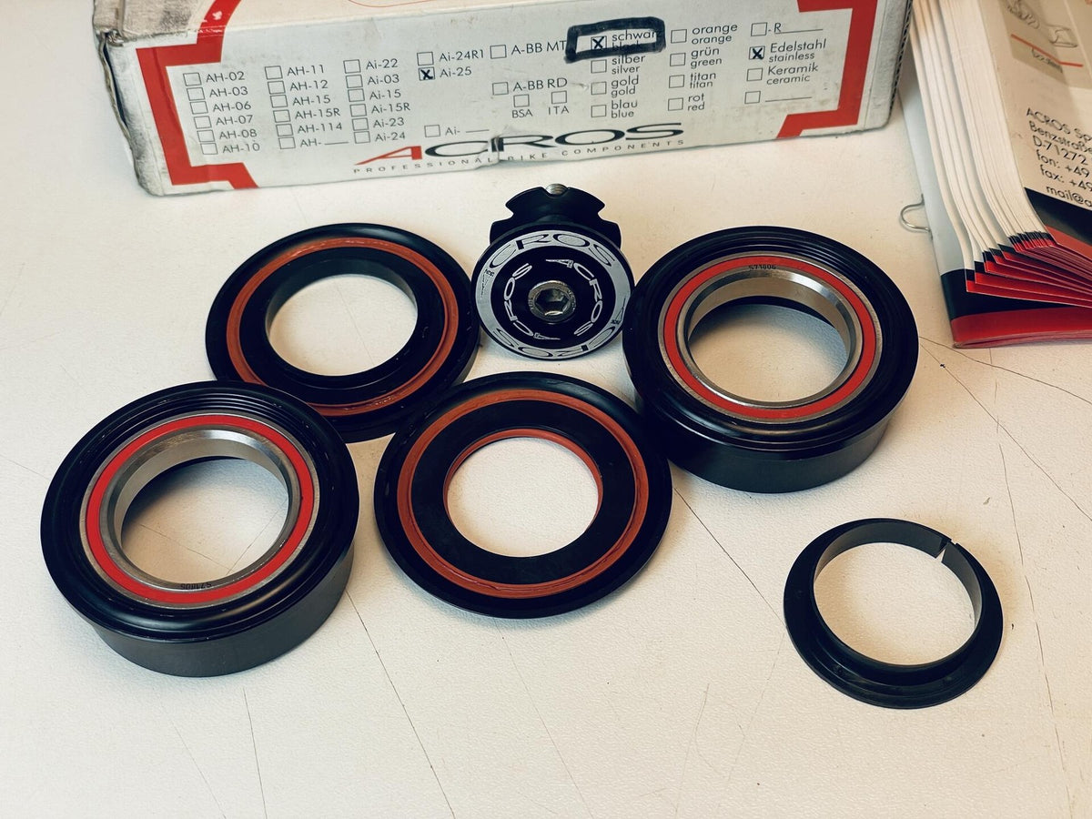 NOS ACROS Ai-25 S03 Integrated Threadless 1-1/8" Headset Steel Bearings, Black 6
