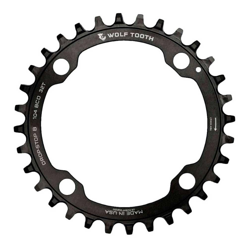 Wolf Tooth 104 BCD Chainring - 34t, 104 BCD, 4-Bolt, Drop-Stop B, Black 2