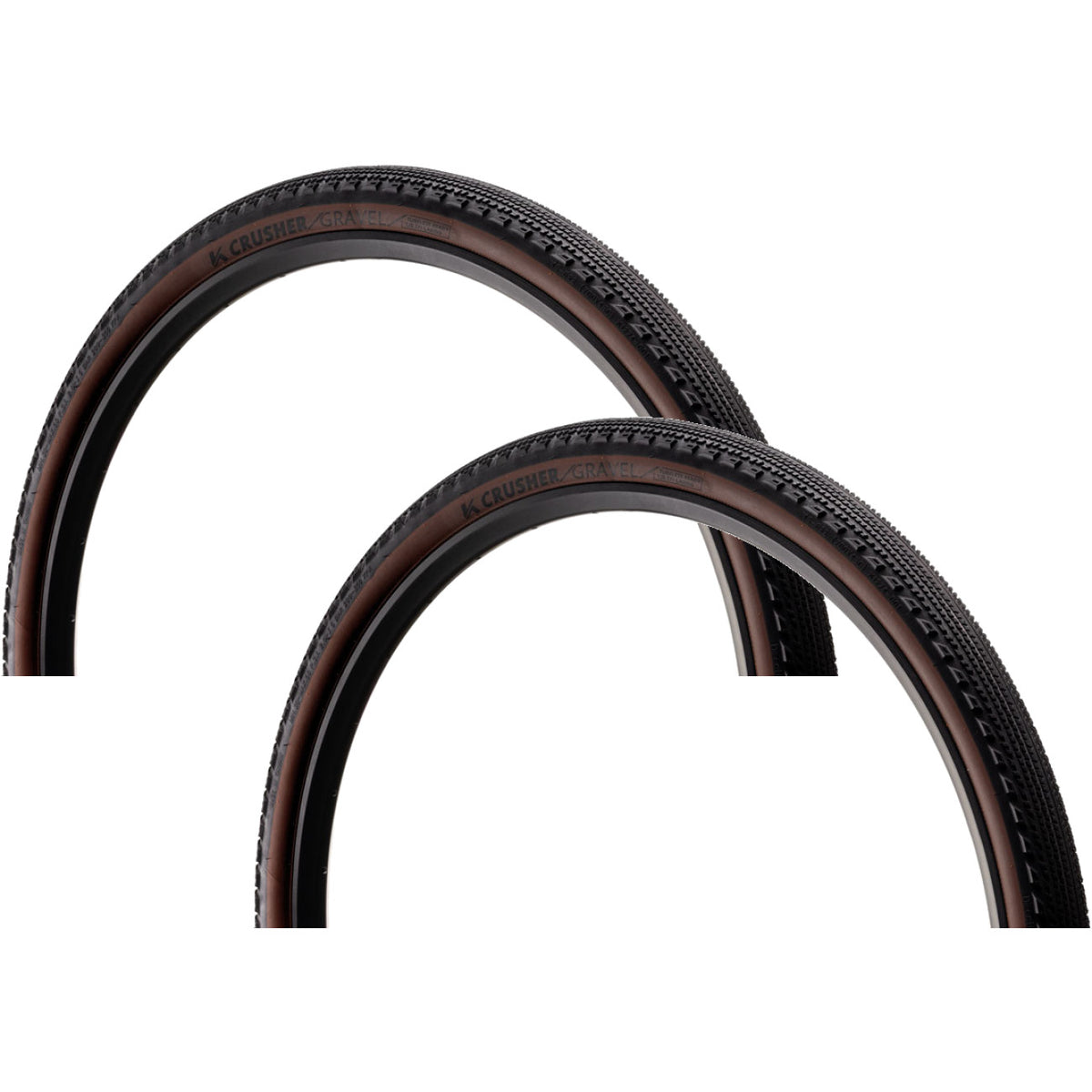 2 Pack Kenda Crusher 700x45 Tubeless Folding Gravel Tires Black/Coffee 1