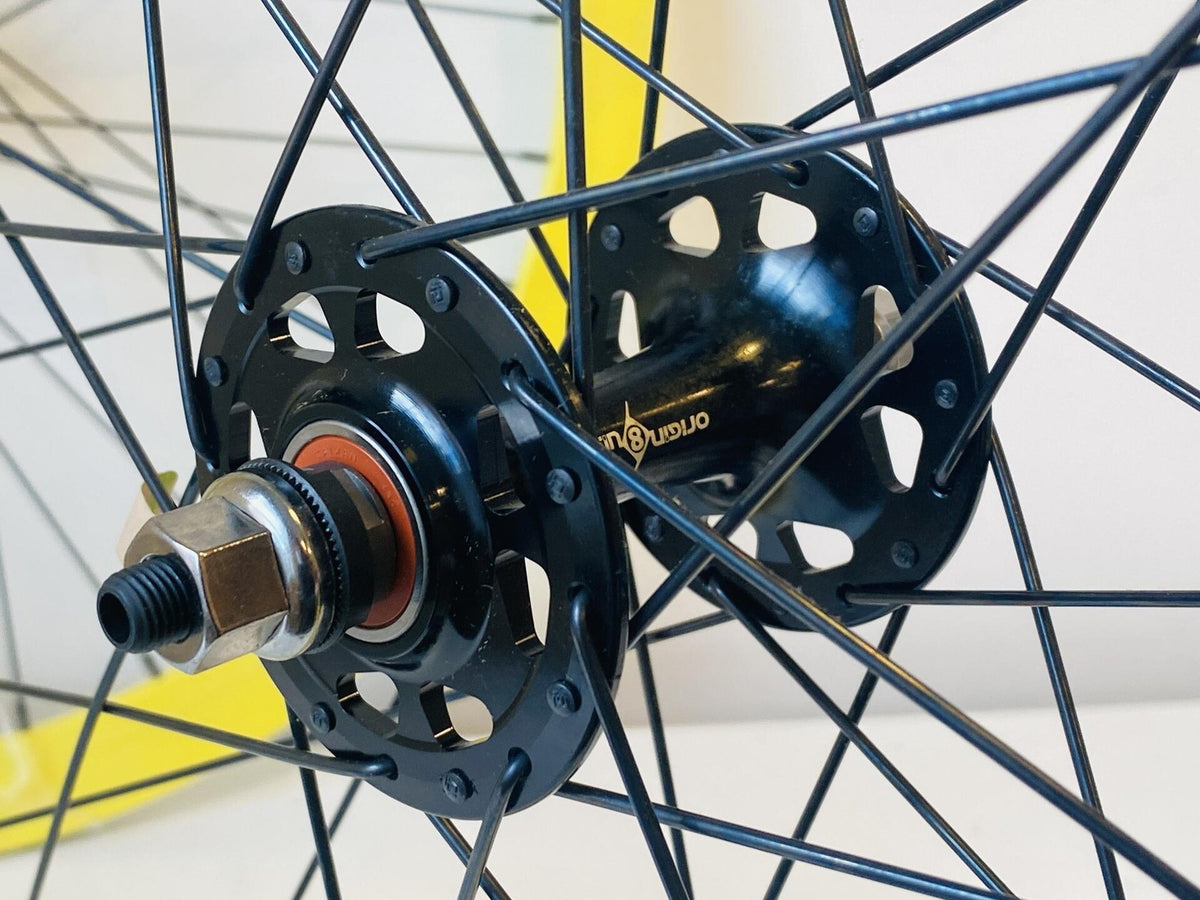 Velocity B-43 700c Fixed Gear Wheelset 32h 100/120mm Origin-8 Hubs - Yellow NMSW 6