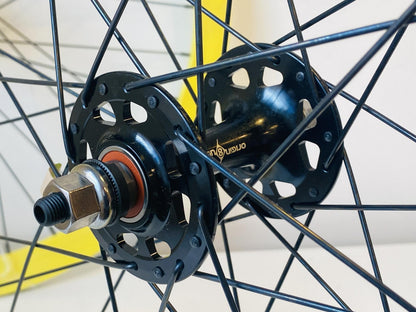 Velocity B-43 700c Fixed Gear Wheelset 32h 100/120mm Origin-8 Hubs - Yellow NMSW 6