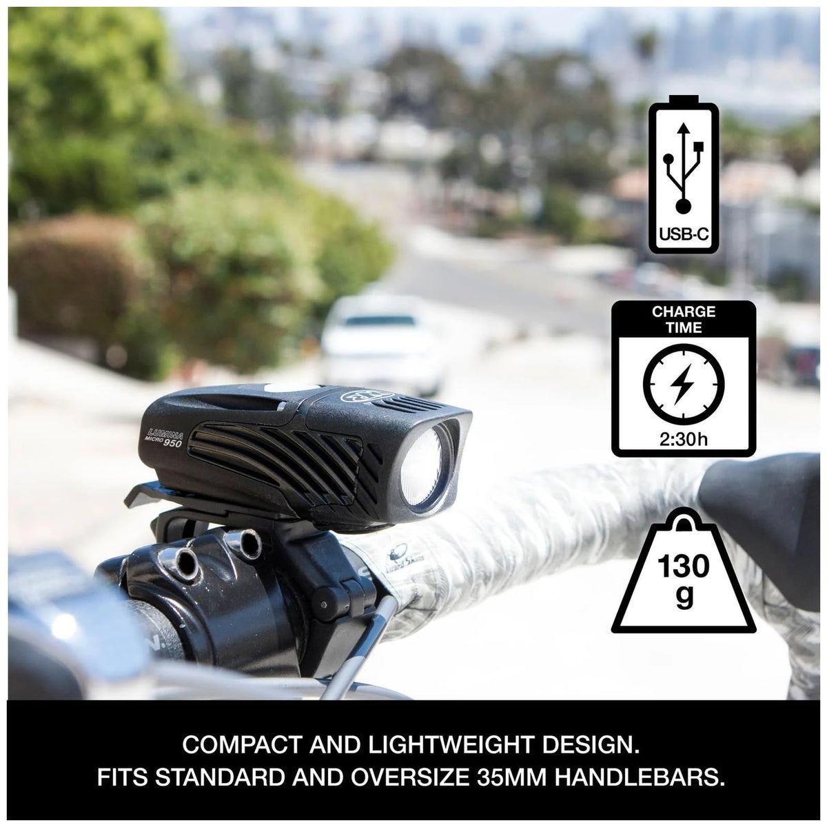 NiteRider Lumina Micro 950 Lumen USB-C Rechargeable Front Bike Light – 5 Modes 3