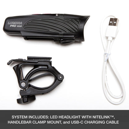 NiteRider Lumina Pro 1550 NiteLink USB-C Rechargeable Bike Light Powerful 8 5