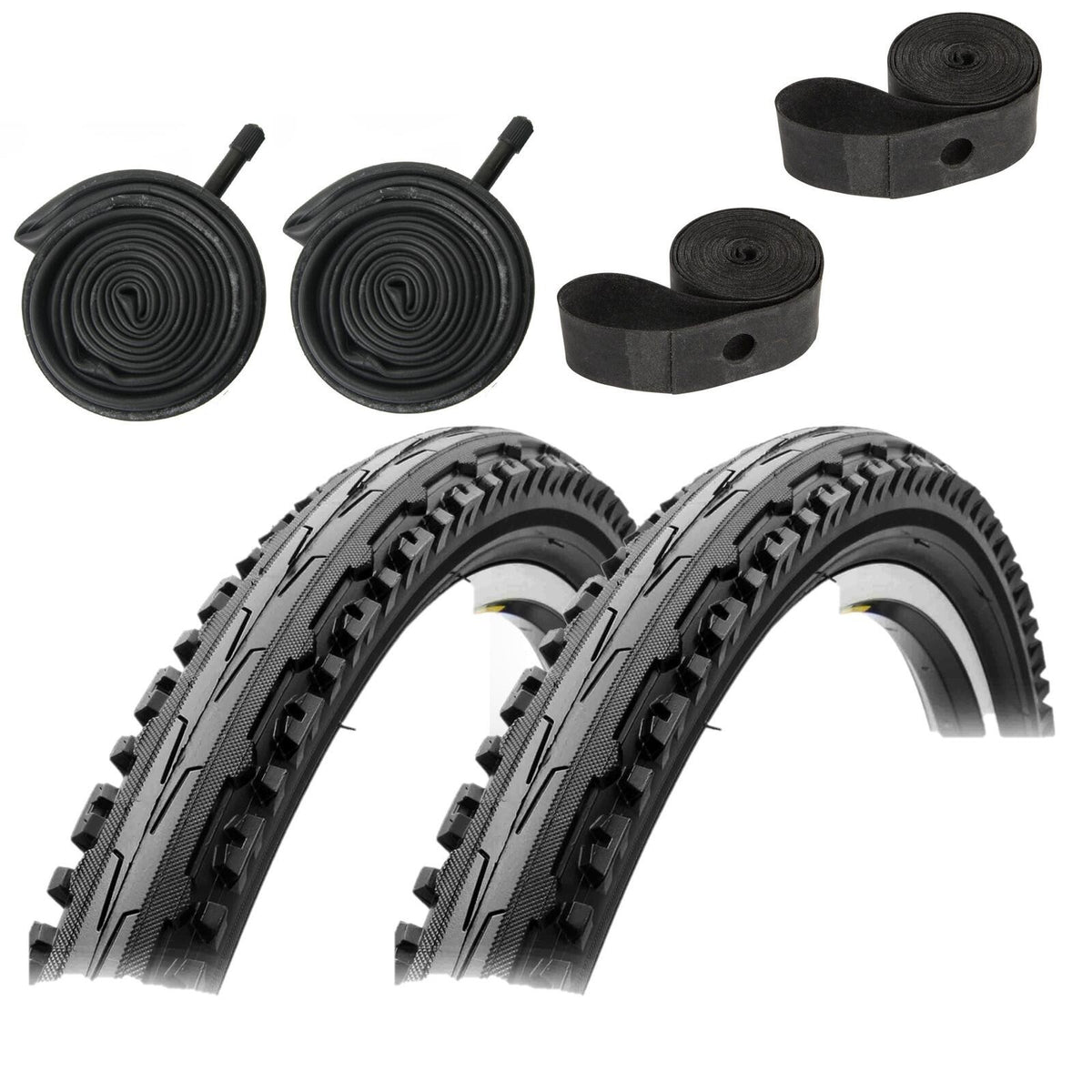 2-pack Kenda K847 Kross Plus 26x1.95 Tires + Rim Strips + Sunlite Utili-T Tubes 1