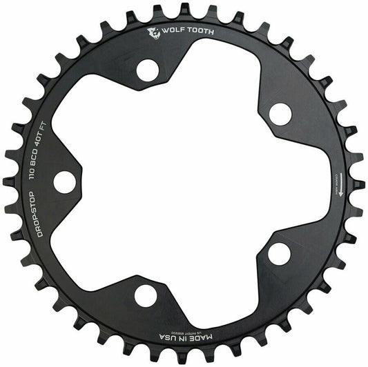 Wolf Tooth Components 5x110BCD CX/Road (Flat Top) Chainring, 38T - Blk 1