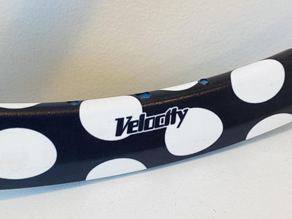 Velocity Deep-V 700c Rim Set 32h Black/White Polka Dot Vinyl NMSW Made in AU 3