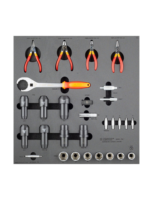 Unior Suspension Bench Drawer - 3 Tool Tray Set 29 tool Black 1