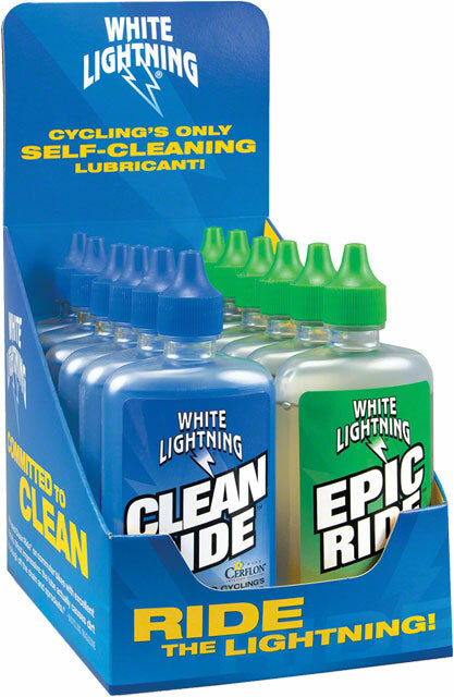 White Lightning Clean Ride and Epic Ride Lube 4oz Drip Box of 12 with POP 1