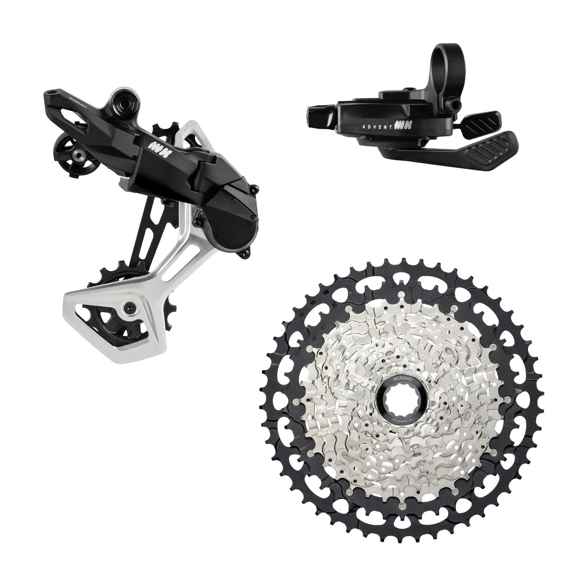 Microshift Advent MX 1x11 Groupset: Shifter, Rear Derailleur, 11-50T Cassette XD 1
