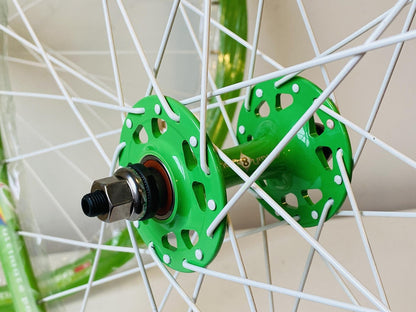 Weinmann DP18 NMSW 700c Track Wheelset Fix / Fix 32h Origin-8 Hubs - Green/White 5