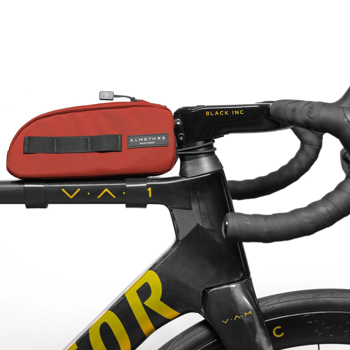 ALMSTHRE Top Tube Bag, Waterproof Zipper, Bolts or Strap Mount, Rust Red 1