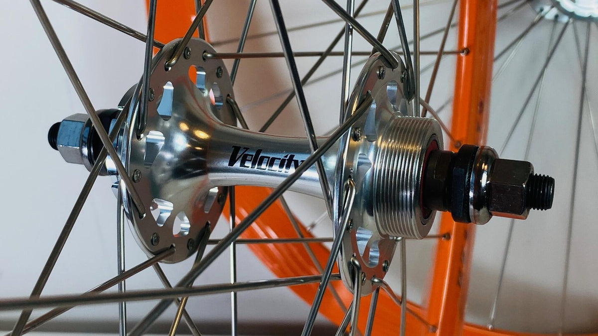 Velocity B-43 700c Track/Fixie Wheelset 32h Fix / Free 100/120 Radial F - Orange 7