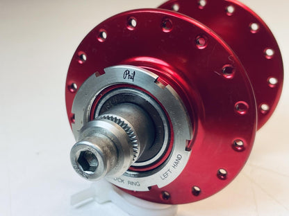 NOS Phil Wood High Flange Rear Track Hub, 32h Fix / Fix Lock Rings Red Anodized 5