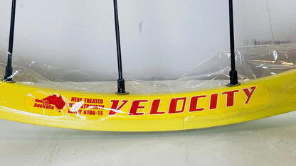 Velocity VXC 26" MTB Disc Wheelset 32h 6-Bolt 8-10 Speed 100/135 - Yellow/Black 4