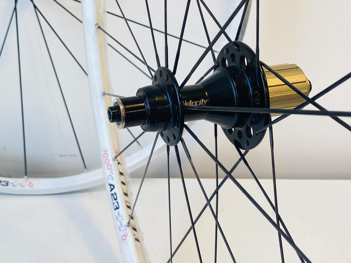 Velocity A23 700c Clincher Road Wheelset 20/24h 100/130 8-10 Speed - White MSW 6